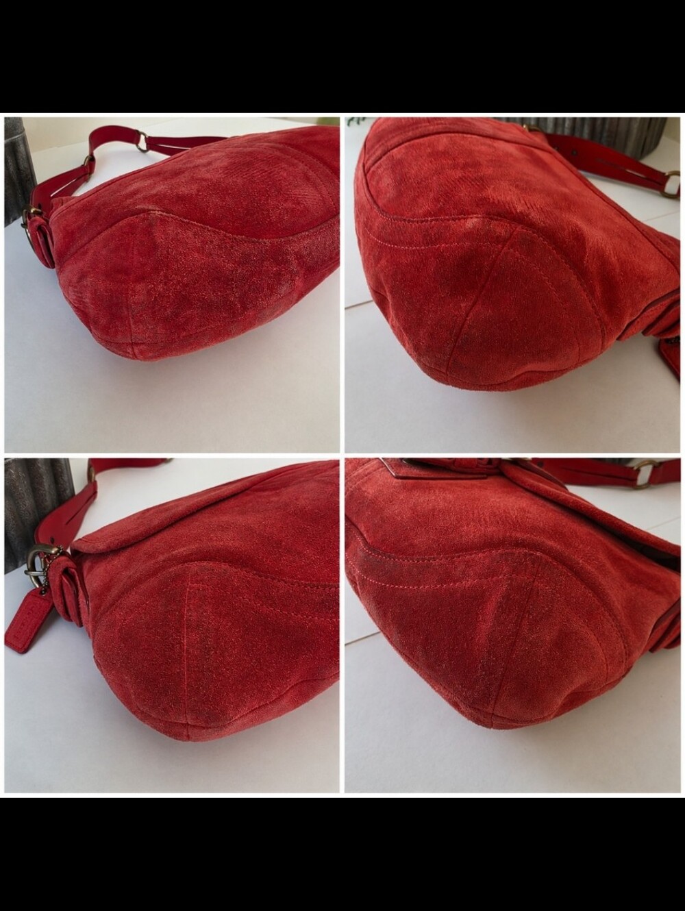 Vintage Coach Soho Large Rust Suede Buckle Flap Shoulder Bag Y2K - Picture 16 of 16